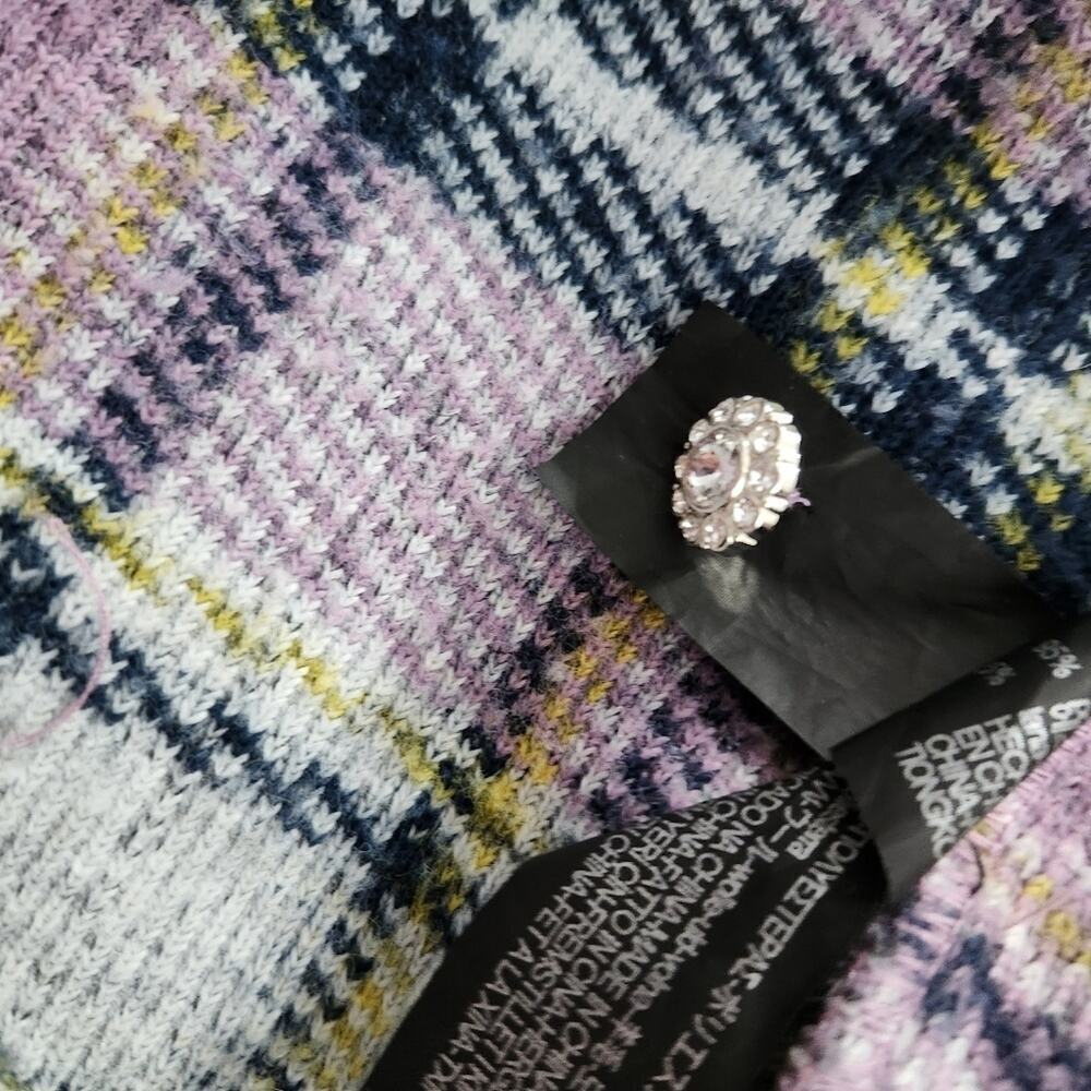 Zara Lavender Plaid Jeweled Oversized Shacket M - Picture 10 of 11